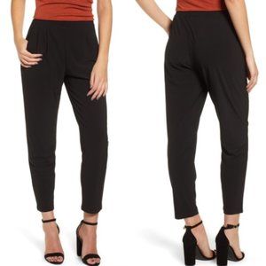 Black Leith pleat front pull on trousers